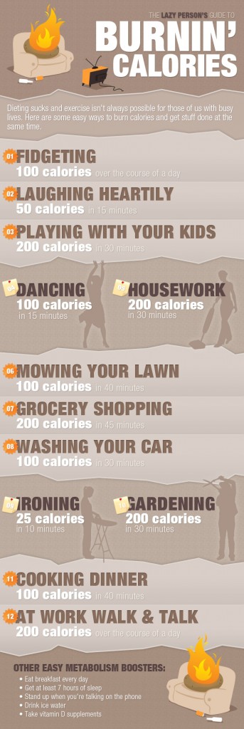 http://www.cooldailyinfographics.com/2012/05/lazy-persons-guide-to-burning-calories.html