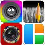 Clockwise: Be Funky, Color Effects, Pic Stitch and Leme Camera
