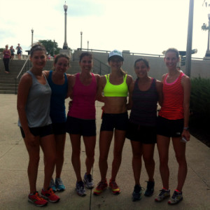 Post fun run group shot. From left Olivia, Alex, Stacy. Lauren, me and Kristin.