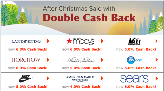 Get double cash back + awesome after Christmas deals at ebates.