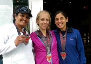 Smitha (L), Susie and me post Phoenix! A first timer, a first time BQ and my 39th marathon!