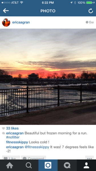 Instagram from my coldest outside run of the year. Cold but beautiful!