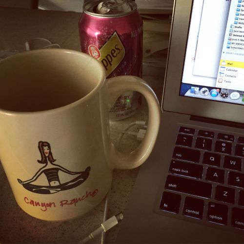 Macbook Air, coffee and seltzer. These are daily musts for me.