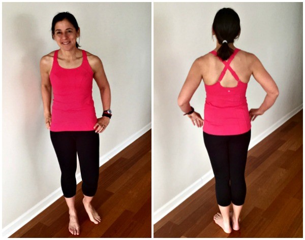I love the structured fit and shape of the top. It is great for yoga and running.