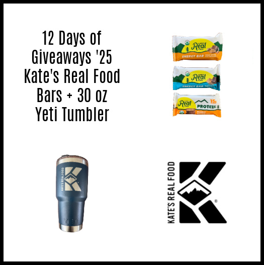 12 Days of Giveaways ’25 – Kate’s Real Food Bars + Yeti Tumbler